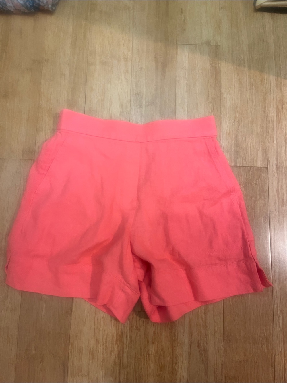 Women’s Coral Pink Pull-On linen Shorts